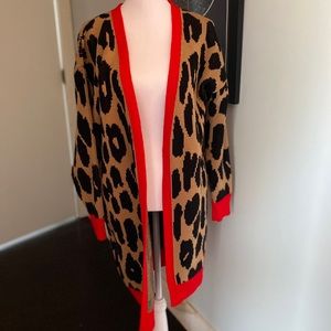 AQE Fashion Leopard/Coral open cardigan